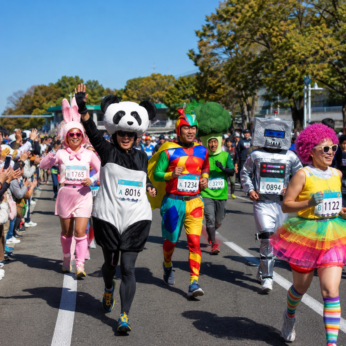 個性豊かな仮装で走るランナーたち